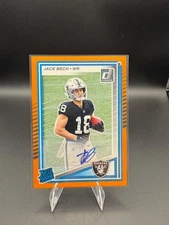 2025 Panini Donruss Jack Bech Rated Rookie Orange Auto- Las Vegas Raiders