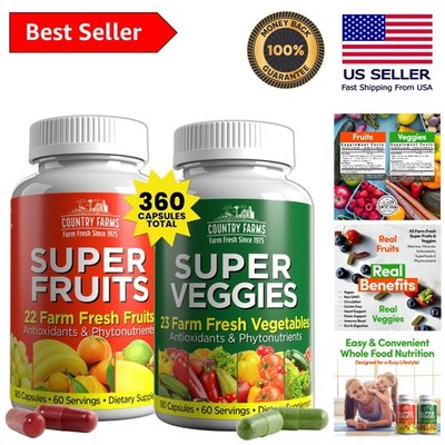 Natural Pineapple Flavor Fruits & Veggies Capsules - 360 Count for Daily Health