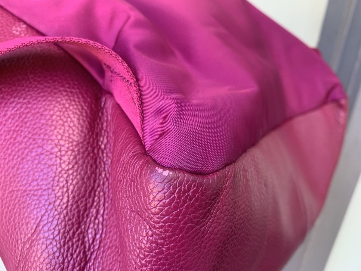 Coach Charlie Pebbled Leather Backpack Pink Fuchsia Nylon 
