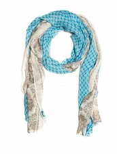 Ladies Scarf Floral Ornament Pattern Wrap Blue Light Breezy Summer Shawl