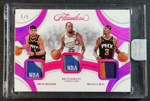 KEVIN DURANT DEVIN BOOKER BEAL 2024-25 PANINI FLAWLESS TRIPLE PATCH LOGOMAN 5/5