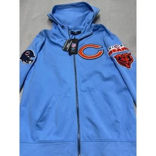 Pro Standard NFL Chicago Bears Hoodie Full Zip Light Blue Patches Mens L