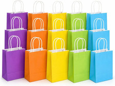 Gift Bags with Handles - 15 Pcs Gift Bag Bulk Paper Bag Goody Bags Kraft Paper B