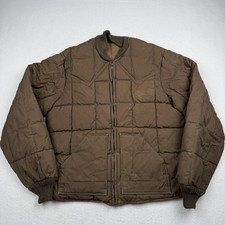 Walls Jacket Mens Medium Brown Canvas Insulated Workwear Bomber Lined Winter