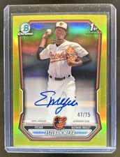 2026 Bowman Esteban Mejia Chrome Auto Yellow Refractor 1st Prospect #/75 Orioles