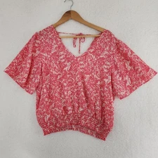Women's Blouse Pink Floral Extra Large Flowy Sleeves