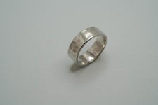 Vintage Boho Hammered Sterling Silver Band Ring 7mm Size 6 JB34