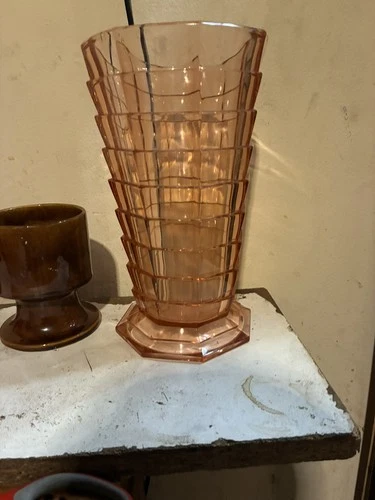 LARGE VASE - INDIANA GLASS depression PINK TEA ROOM Pattern
