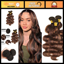20-24 Inch Body Wave Human Hair Bundles, Two Tone Chocolate Brown, Silky Soft We
