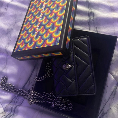 Kurt Geiger Black Quilted Mini Shoulder Bag with Chain Strap, Original Box