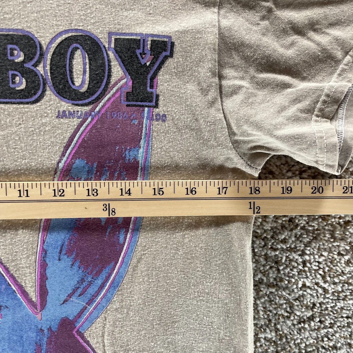 Playboy Shirt Mens Small Tan Entertainmant For Mens Cotton Casual Logo Crew Neck View 3