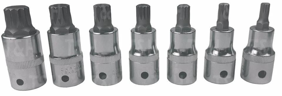 BERGEN Extra Long SPLINE BIT Socket Set 1/2"Dr Triple Square Spline Sockets-M16 - Image 2 of 4