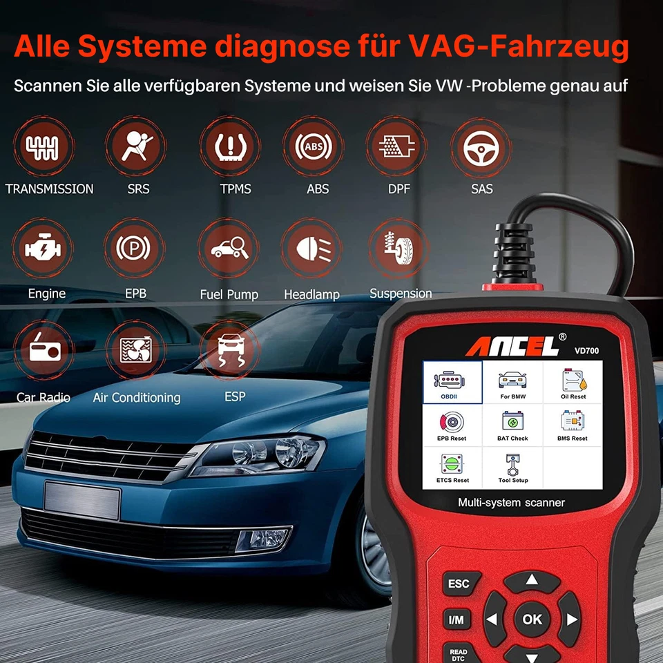 2025 Ancel VD700 Pro Profi KFZ Diagnosegerät Auto OBD2 Scanner EPB DPF Für VAG - Bild 4 von 4