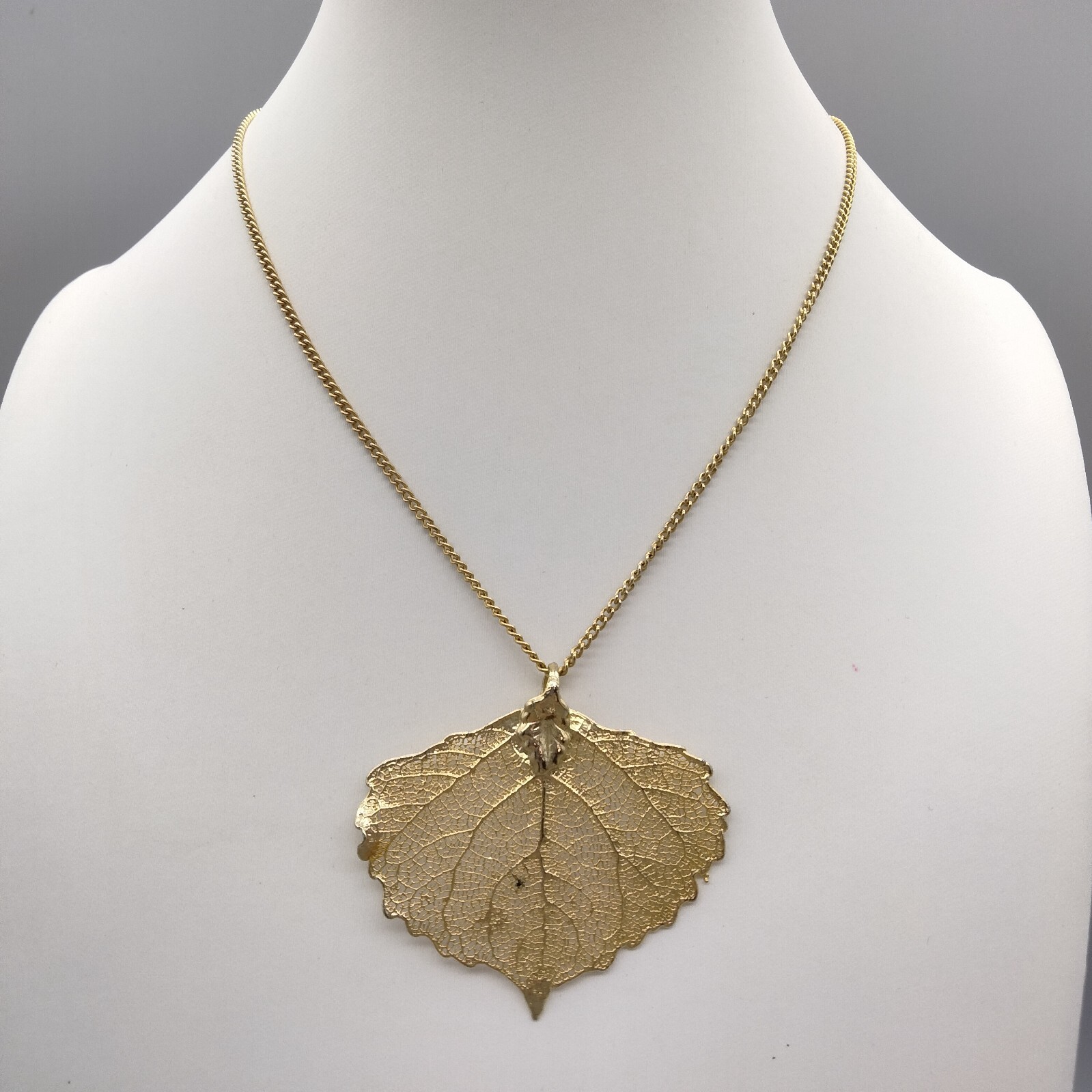 CottageCore Gold Dipped Real Aspen Leaf Pendant N… - image 1