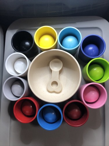 Rainbow Balls in Cups Toddler Montessori Toys for 3 Year Old Up, Kids Preschool