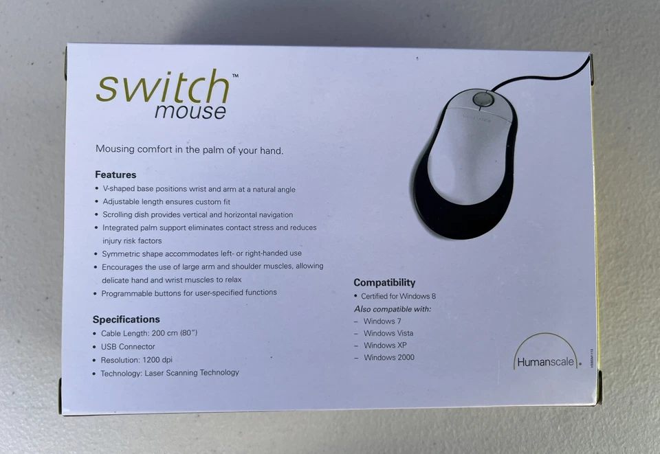 Humanscale Switch Ergonomic Adjustable Computer Mouse New In Factory Package - Image 3 of 4