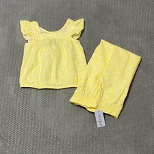 Cat  Jack Girls' Pull-on Woven Pants and Top Set Bright Yellow and White M 8 