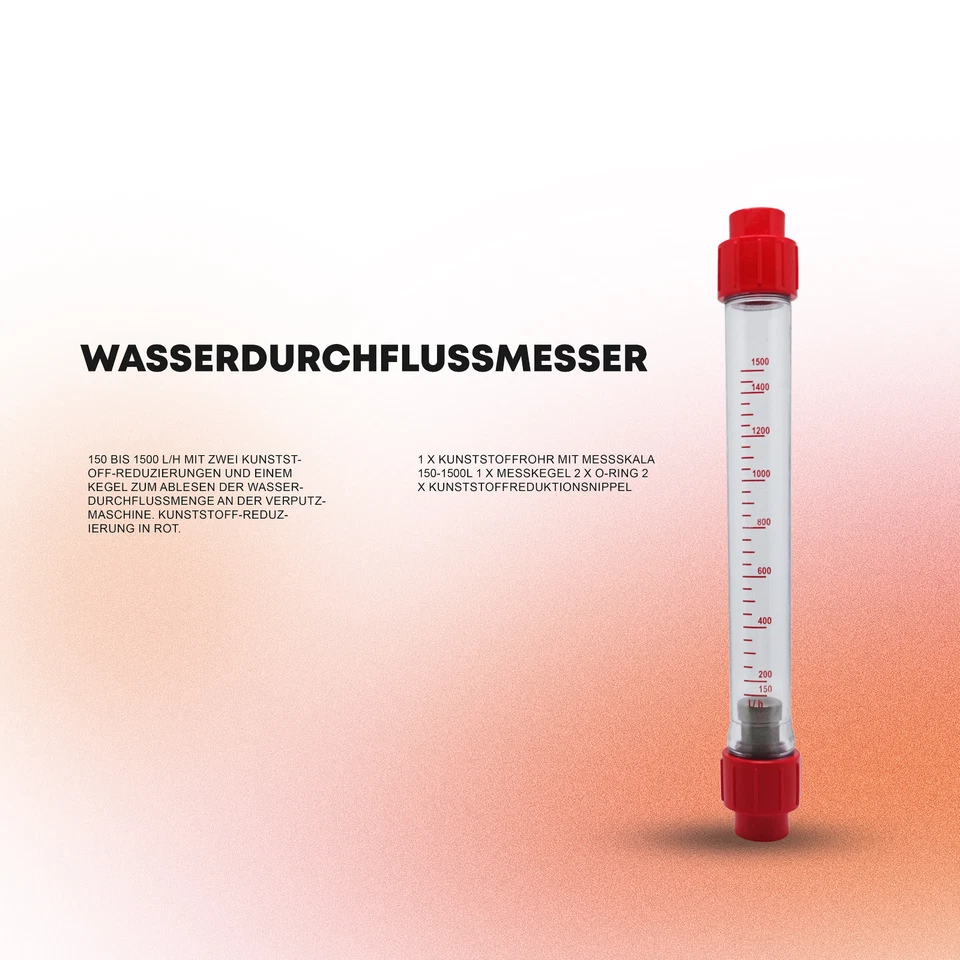 Wasserdurchflussmesser 150-1500 l/h Passend Putzmaschine PFT G4 und ähnliche - Bild 4 von 4