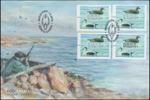 Hunter Shoot Ducks Hunting Art Frama Full Set ATM Aland Finland Mint FDC 2012