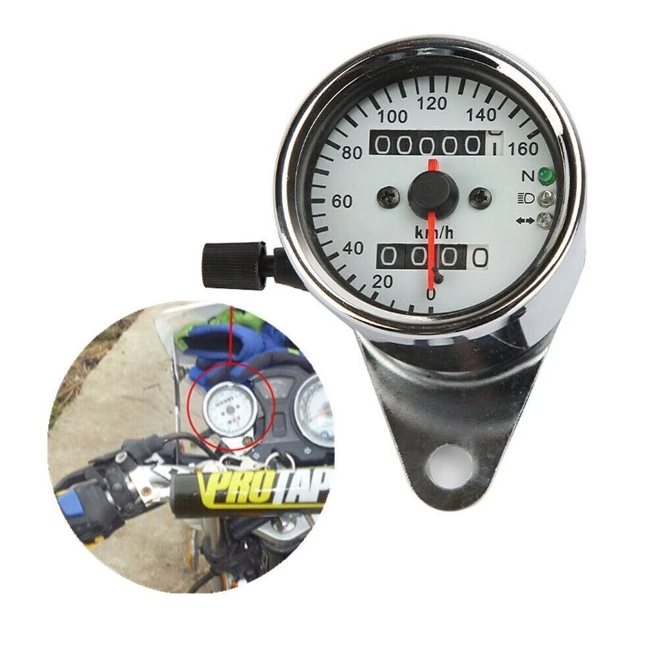 Universal Moto Doble Odómetro Velocímetro Medidor de Velocidad LED Señal Luz Trasera Foto 4 de 4