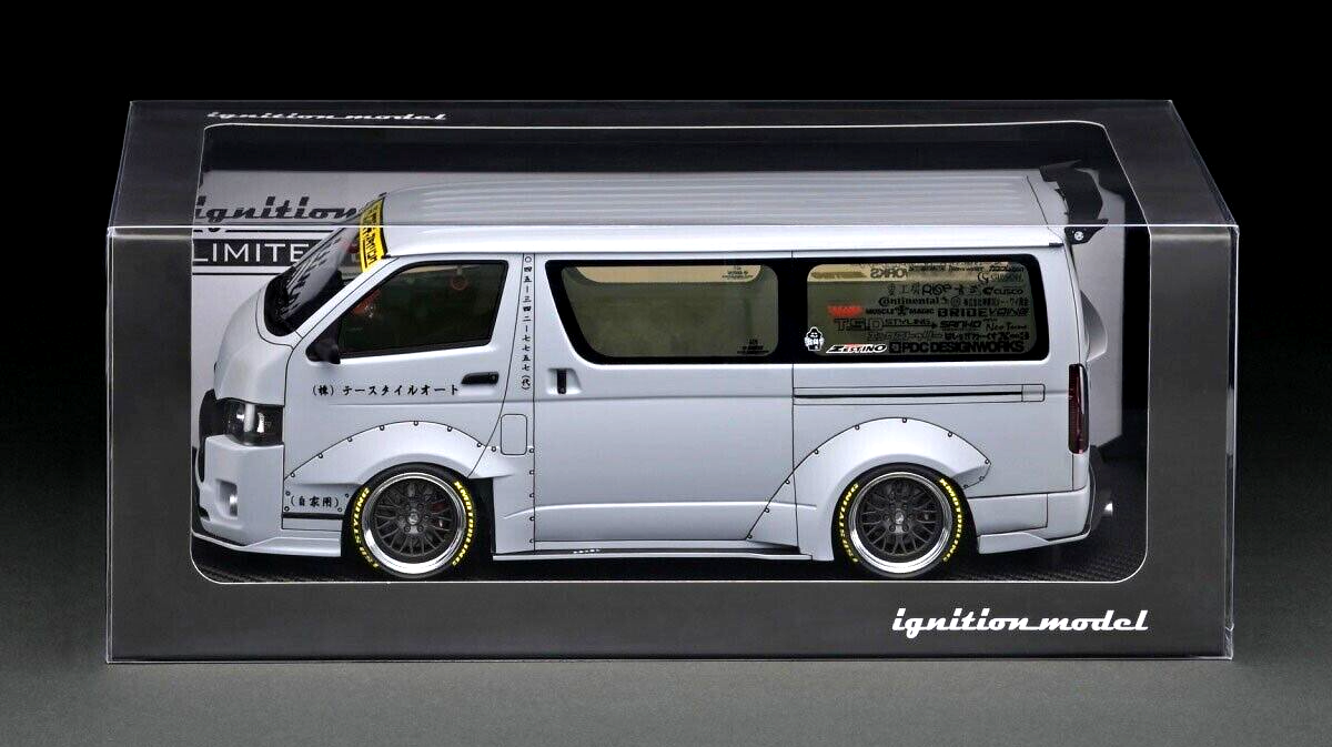 Ignition Model T.S.D Works Hiace Matte Gray with Roof Rack 1/18