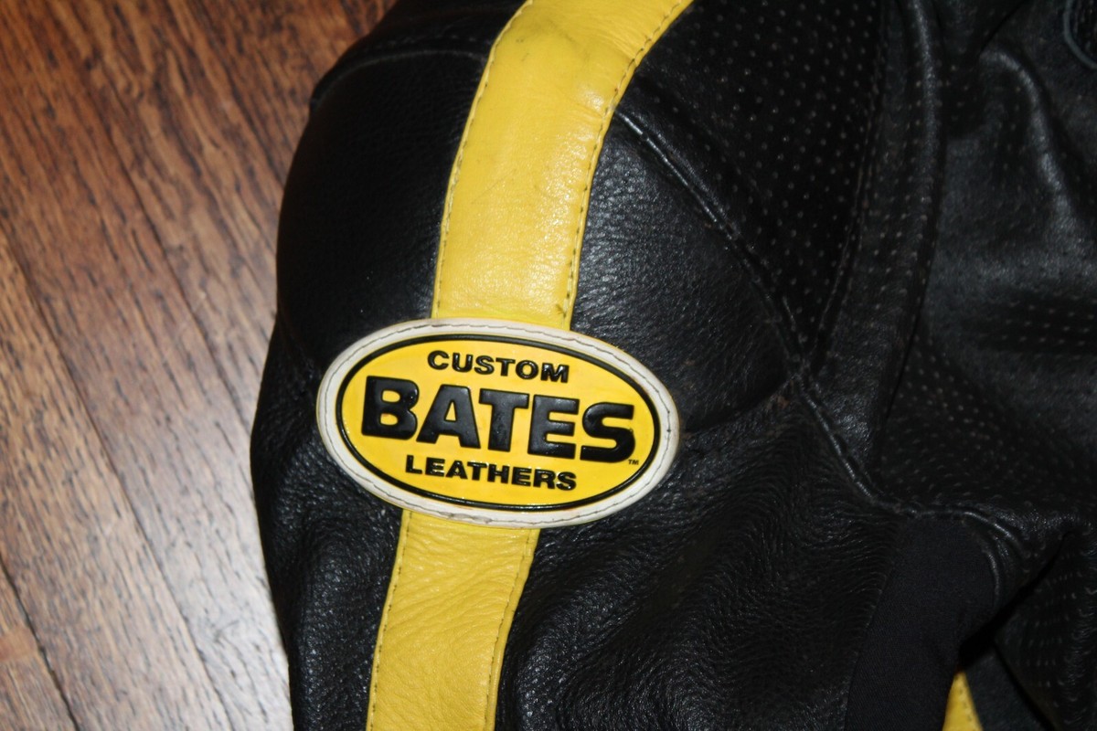 VTG BATES Custom Black Yellow Leather Striped Armored