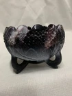 Fenton glass purple slag orange tree footed rose bowl