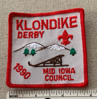 1990 MID IOWA COUNCIL Boy Scout Klondike Derby PATCH BSA Camp IA Twill RE 90s