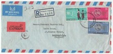 KUT - Uganda 1965 May 18 express registered airmail Kampala to London, England