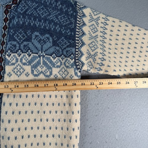 Dale Of Norway Knit Cardigan Sweater Womens Medium Blue Beige Fair Isle Wool - Picture 7 of 14