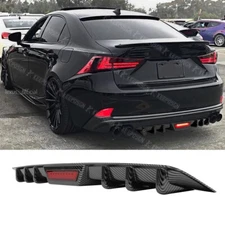 For Lexus IS250 IS350 Carbon Rear Bumper Diffuser Spoiler w LED Brake Tail Light