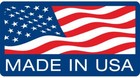 Blue rectangular flag with white stars, red and white horizontal stripes, and text reading “Made in U.S.A.”