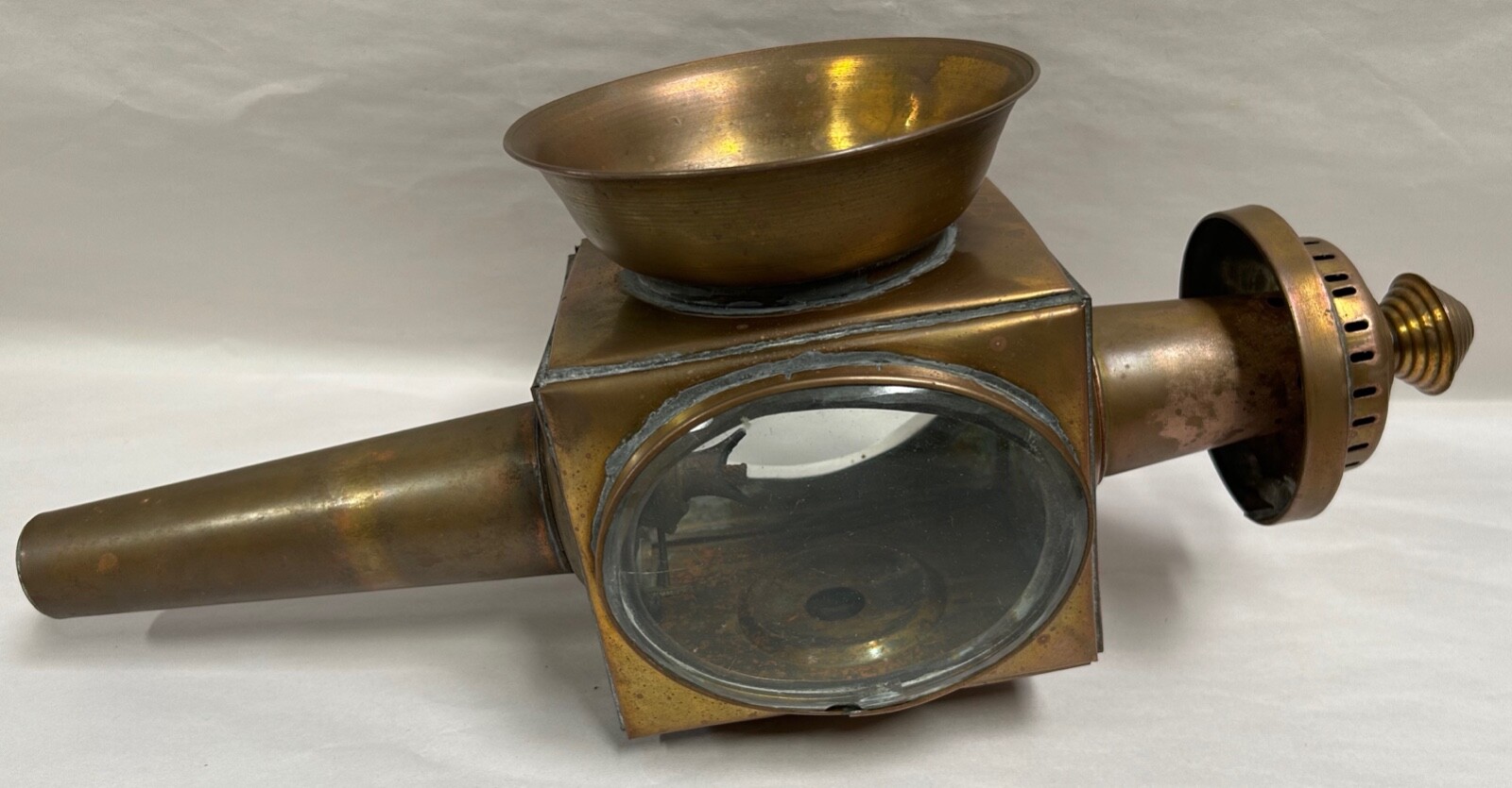 Vintage Antique Brass Carriage Coach Style Lamps Light With Oil Burner (A15)-image