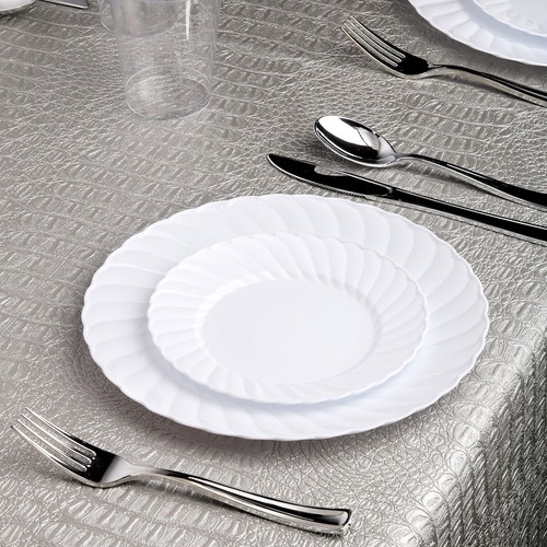 Round Flair Disposable Plastic Dinner Plates Wedding Party Value Sets 144 pcs - Picture 33 of 34