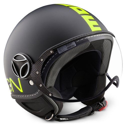 CASCO MOMO DESIGN FGTR FLUO NERO MATT BLACK / YELLOW GIALLO TAGLIA L | eBay