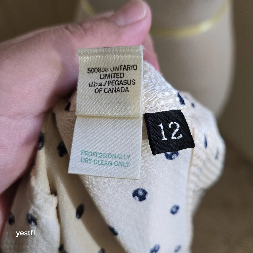 复古纯丝绸 Nordstrom 定制服装波点高领上衣 12 码 — 第 3/4 张图片