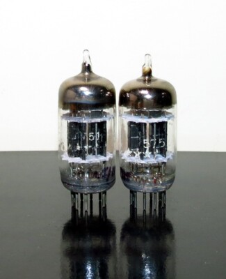 RARE Matched Pair GE 5-Star GL-5751/12ax7/ECC83 Black Plates Triple Mica tubes