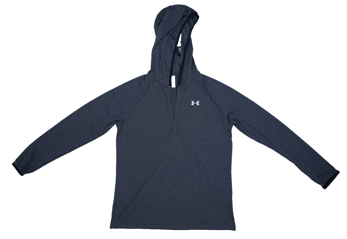 Under Armour UA Tech Long Sleeve Hoodie Lightweight Carbon Grey V-Neck Womens L