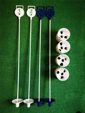 A99 Golf Putting Flagstick w Cup Sets(4)+Plastic Signs w No. Putting Green Pin