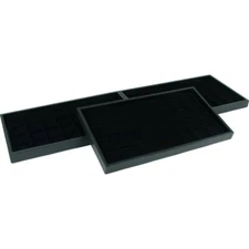 3 32 Slot Black Flocked Jewelry Display Inserts & Trays