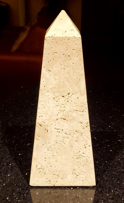 Italian Monumental Travertine Obelisk for Raymor MCM Solid 15'' Tall VTG 1970's
