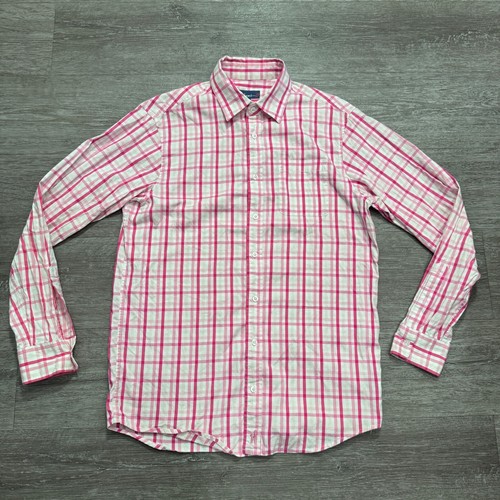 Johnnie O Hemd Herren Medium rosa kariert Knopfleiste Freizeit Langarm adrett Erwachsene
