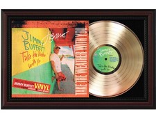 Jimmy Buffet Incorniciato Legno Ciliegio Riproduzione Firma LP Record Espositore.