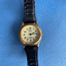 Lorus V821 0120 Gold Stretch Japan R1 Vtg Water Resistant Quartz Watch