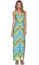 EUC Sz XS Trina Turk WOODBLOCK Swim Cover Maxi Dress Pool