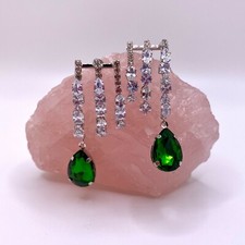 Needle Emerald Green Drop-shaped Vintage Rhinestone Luxury Fashion Earrings