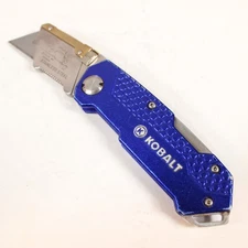 Kobalt Folding Utility Knife New Blade Blue Handle Stainless Steel Pocket Knife
