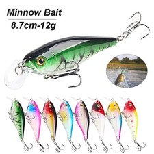 Fishing Lure Crankbait Pike Bait Freshwater Diving Wobblers Swimbait w/2 Trebles