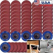 50PCS 2 inch Aluminum Oxide Roll Lock Sanding Discs 80 Grit Die Grinder Pads US
