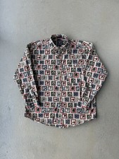 Vintage Chaps Ralph Lauren AOP Ski  Winter Long Sleeve Button Up Shirt Size L